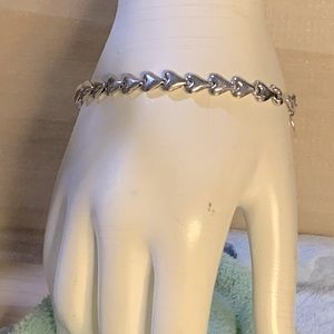 Vintage signed Hong Kong  925 Silver Hearts Bracelet